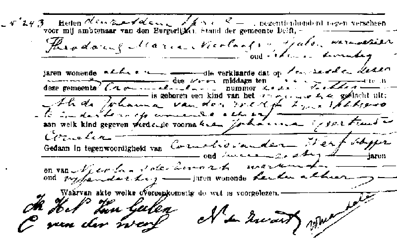 19090406 geb akte 243 Johanna GC dv TMN v Galen - AJ vd Werf